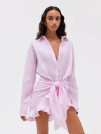 Pure Cotton Shirt Dress For Women - Resort Wrap Tie Front 2 Piece Set - Summer Beach Vacation 2026