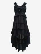 Boho Ruffle High-Low Sundress For Women - Smocked V-Neck Sleeveless Tiered Flowy Midi Dress - Summer Beach Vacation 2026