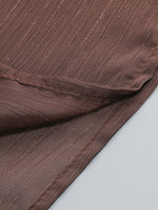 Boho Off-Shoulder Maxi Dress For Women - Brown Smocked Waist Ruffle Chiffon Tiered Long Sleeve Gown - Beach Date Night 2026