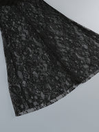 Sexy Faux Fur Lace Maxi Dress For Women - Black Strapless Corset Bodysuit Long Gown With Sheer Skirt - Summer Evening Party 2026