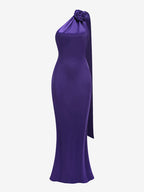 Elegant Rosette Halter Maxi Dress For Women - Silk Like Satin Backless Drape Neck Sleeveless Gown - Spring Evening Party 2026
