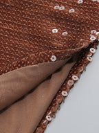 Sparkly Sequin Maxi Formal Dress For Women - Brown Halter Backless Bodycon Slim Long Gown - Summer Gala Night Out Party 2026