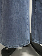 Heart Pocket Wide Leg Jeans For Women - Acid Wash Blue Y2K Baggy Straight Denim Pants - Spring Date Night Streetwear 2026