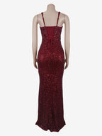 Sparkly Sequin Maxi Formal Dress For Women - Square Neck Slim Fit Back Lace-up Bodycon Mermaid Gown - Summer Gala Prom 2026