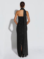 Glitter Tube Maxi Dress For Women - Sexy Backless Long Bodycon Gown With Scarf - Summer Evening Formal 2026