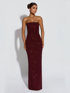 Glitter Tube Maxi Dress For Women - Sexy Backless Long Bodycon Gown With Scarf - Summer Evening Formal 2026