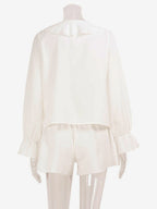 Boho Ruffle 2 Piece Set For Women - Long Sleeve Front Tie Crop Top And Shorts - Summer Beach Vacation Outfit 2026