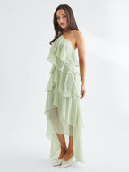 Halter Ruffle Maxi Dress For Women - Elegant Backless Tiered Chiffon High Low Sun Dress - Summer Date Night Outfit 2026