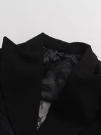 Sexy Lace Patchwork Blazer For Women - Black Gothic Sheer Mesh Waist Slim Fit Suit Jacket - Spring Evening Party 2026