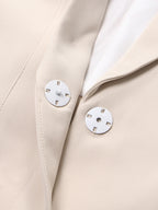 Cut Out Blazer For Women - Beige Elegant Single Button Slim Fit Long Jacket - Spring Office-to-dinner 2026