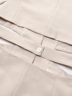 Cut Out Blazer For Women - Beige Elegant Single Button Slim Fit Long Jacket - Spring Office-to-dinner 2026