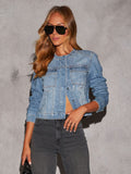 Vintage Washed Denim Jacket For Women - Blue Retro Single Breasted Loose Jean Trucker Coat - Spring Casual Streetwear 2026