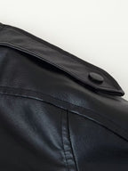 Oversized Faux Leather Bomber Jacket For Women - Black Retro High Neck Loose Moto Biker Coat - Spring Chic Streetwear 2026