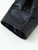 Oversized Faux Leather Bomber Jacket For Women - Black Retro High Neck Loose Moto Biker Coat - Spring Chic Streetwear 2026