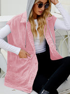 Oversized Hooded Denim Vest For Women - Longline Distressed Sleeveless Jean Jacket Coat - Spring Summer Streetwear 2026