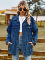 Oversized Denim Jacket For Women - Long Boyfriend Fit Distressed Jean Trucker Coat - Spring Chic Streetwear 2026