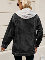 Oversized Hooded Denim Jacket For Women - Long Boyfriend Fit Distressed Jean Trucker Coat - Spring Chic Streetwear 2026