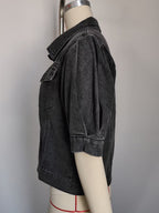 Puff Sleeve Denim Jacket For Women - Retro Half Sleeve Cropped Jean Trucker Coat - Summer Spring Streetwear 2026