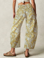Floral Barrel Jeans For Women -Yellow Retro Horseshoe Baggy Denim Trousers - Spring Casual Streetwear 2026