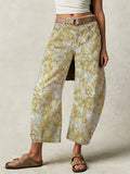 Floral Barrel Jeans For Women -Yellow Retro Horseshoe Baggy Denim Trousers - Spring Casual Streetwear 2026
