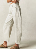 Horseshoe Barrel Jeans For Women - Baggy Wide Leg Washed Denim Trousers With Curved Seam - Spring Streetwear 2026