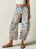 Graffiti Print Barrel Jeans For Women - Boho Horseshoe Cut Wide Leg Denim Trousers - Spring Picnic Outfit 2026