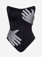 Sexy Rhinestone Hand Corset Top For Women - Sexy Strapless Body Shaper Bustier - Summer Party Clubwear 2026