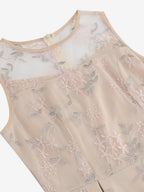 Vintage 1950s Floral Midi Dress For Women - Embroidery Mesh Illusion Neck A-Line Swing Prom Dress - Summer Cocktail 2026
