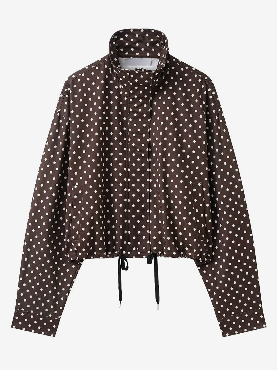 Polka Dot 2 Piece Set For Women - Casual Crop Jacket And Shorts - Spring Streetwear 2026