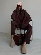 Oversized Knit 2 Piece Set For Women - Casual Distressed Sweater And Trousers - Spring Cozy Lounge Suit 2026