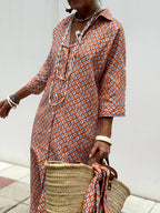 Printed Shirt Dress For Women - Casual Collared Button Down Tie Waist Midi Kaftan - Summer Beach Resort 2026