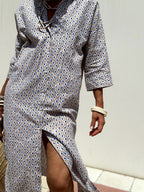 Printed Shirt Dress For Women - Casual Collared Button Down Tie Waist Midi Kaftan - Summer Beach Resort 2026