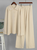 Oversized Knit Loungewear 2 Piece Set For Women - Casual Cardigan And Wide Leg Pants - Spring Cozy Streetwear 2026