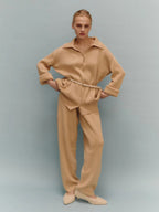 Oversized Knit Loungewear 2 Piece Set For Women - Casual Cardigan And Wide Leg Pants - Spring Cozy Streetwear 2026
