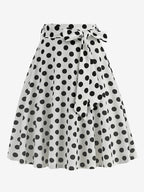 Vintage 1950s Printed Skirt For Women - Retro High Waisted A-Line Swing Midi Skirt With Belt - Summer Tropical Party 2026