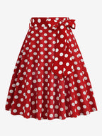 Vintage 1950s Printed Skirt For Women - Retro High Waisted A-Line Swing Midi Skirt With Belt - Summer Tropical Party 2026