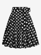 Vintage 1950s Printed Skirt For Women - Retro High Waisted A-Line Swing Midi Skirt With Belt - Summer Tropical Party 2026
