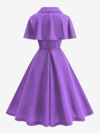 Vintage 1950s Midi Dress With Capelet For Women A-Line Swing Skater Dress - Summer Retro Party 2026