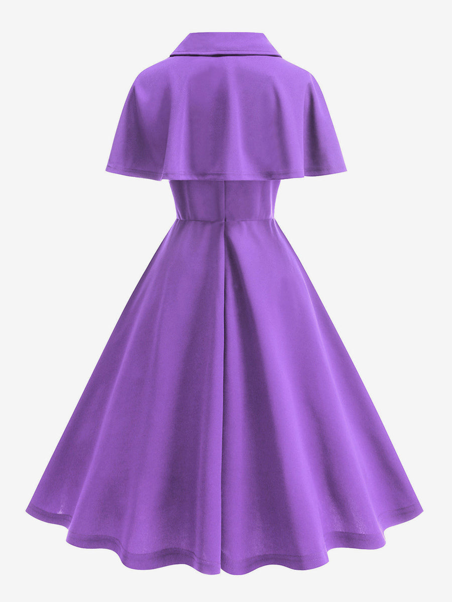 Vintage 1950s Midi Dress With Capelet For Women A-Line Swing Skater Dress - Summer Retro Party 2026