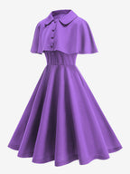 Vintage 1950s Midi Dress With Capelet For Women A-Line Swing Skater Dress - Summer Retro Party 2026