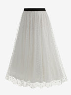 Elegant Heart Tulle Skirt For Women - Fluffy Mesh High Waisted A-Line Long Skirt - Spring Summer Party Wear 2026
