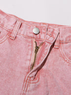 Cutout Rhinestone Pink Jeans For Women - High Waist Wide Leg Y2K Denim Pants - Summer Night Out Streetwear 2026