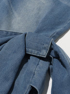 Bow Knot Wide Leg Jeans For Women - Medium Blue Y2K Aesthetic High Waist Baggy Denim Trousers - Spring Streetwear 2026