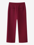 Feather Cuff 2 Piece Suit Set For Women - Red Elegant Blazer And Straight Leg Pants Co-ord- Spring Business Party Outfit 2026