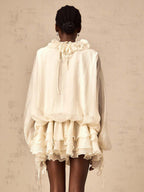 Ruffle Layered Mini Dress For Women - Boho Lantern Sleeve Flower V Neck Skater Dress With Shorts - Spring Party 2026