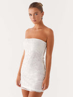 Sequin Floral Strapless Mini Dress For Women - Elegant Bodycon Slim Fit Tube Dress - Summer Cocktail Night Out 2026