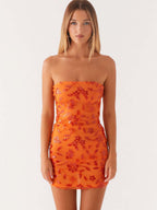 Sequin Floral Strapless Mini Dress For Women - Elegant Bodycon Slim Fit Tube Dress - Summer Cocktail Night Out 2026