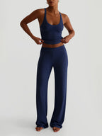 Ribbed 2 Piece Lounge Set For Women - Casual Sleeveless Tank Top And Wide Leg Pants Co-ord - Summer Relaxed Fit Outfits 2026