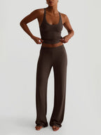 Ribbed 2 Piece Lounge Set For Women - Casual Sleeveless Tank Top And Wide Leg Pants Co-ord - Summer Relaxed Fit Outfits 2026