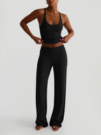 Ribbed 2 Piece Lounge Set For Women - Casual Sleeveless Tank Top And Wide Leg Pants Co-ord - Summer Relaxed Fit Outfits 2026